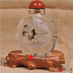 内画鼻烟壶 习三内画 节日礼品 收藏 送朋友 纯手工艺品 犬趣